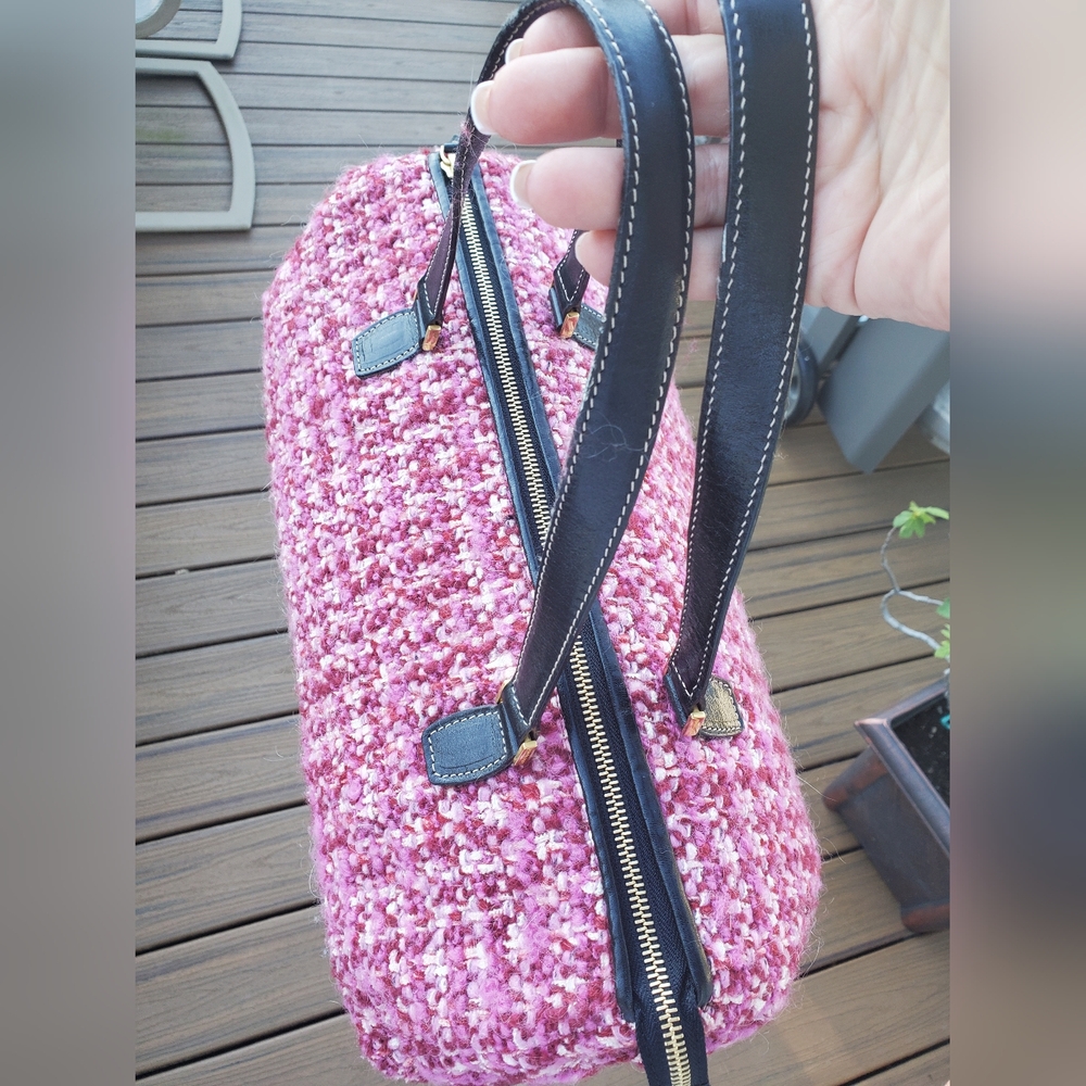 Kate Spade Pink Tweed with Black Leather Satchel Bag - Picture 6 of 15